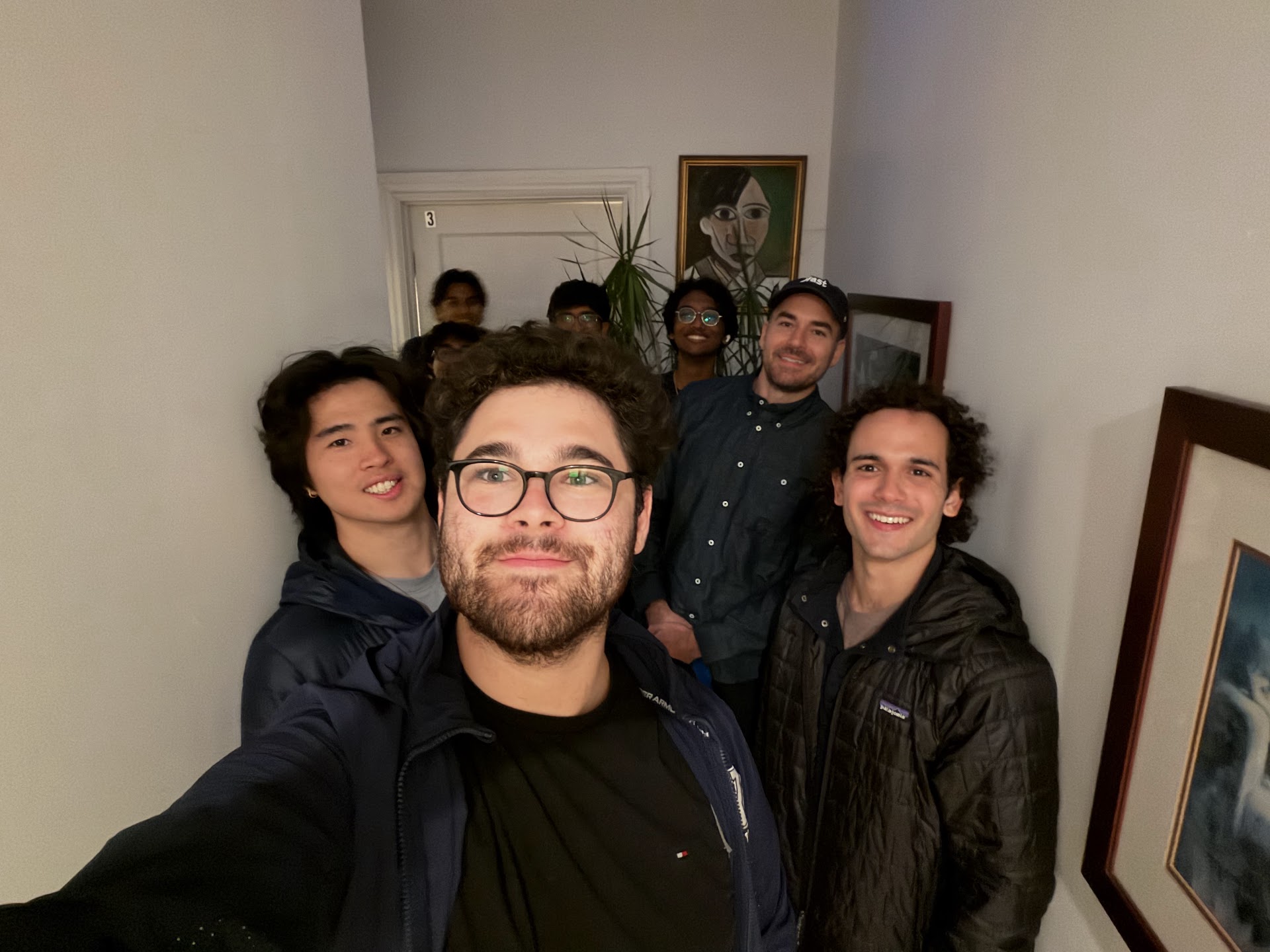 Residents gathered for a selfie inside the house