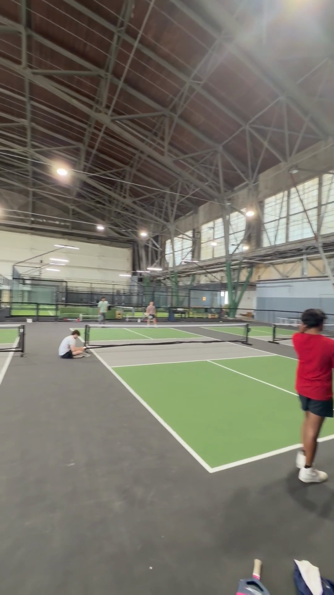Residents playing pickleball